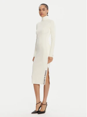 Elisabetta Franchi Sukienka dzianinowa AM-03S-56E2-V390 Écru Slim Fit