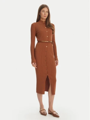 Elisabetta Franchi Sukienka dzianinowa AM-15S-61E2-V490 Brązowy Regular Fit