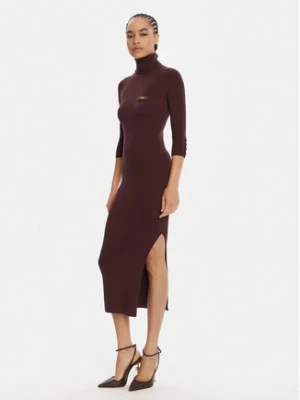 Elisabetta Franchi Sukienka dzianinowa AM-23B-56E2-V390 Bordowy Slim Fit