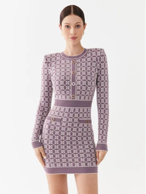 Elisabetta Franchi Sukienka dzianinowa AM-94Q-36E2-V550 Fioletowy Slim Fit