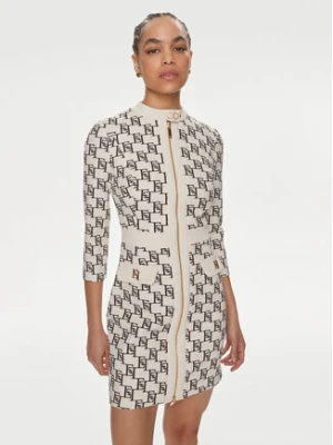 Elisabetta Franchi Sukienka koktajlowa AB-533-41E2-V540 Écru Regular Fit