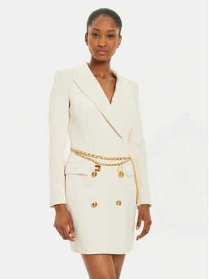Elisabetta Franchi Sukienka koktajlowa AB-657-46E2 Écru Regular Fit