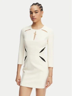 Elisabetta Franchi Sukienka koktajlowa AB-868-61E2-V390 Kremowy Slim Fit