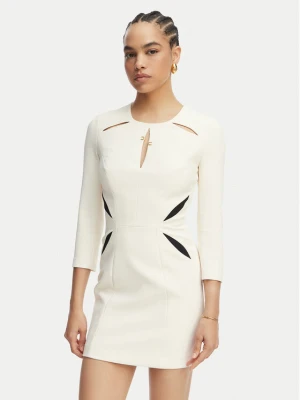 Elisabetta Franchi Sukienka koktajlowa AB-868-61E2-V390 Kremowy Slim Fit