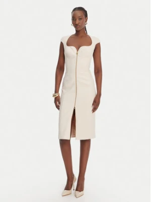 Elisabetta Franchi Sukienka koktajlowa AB-900-61E2-V430 Écru Regular Fit