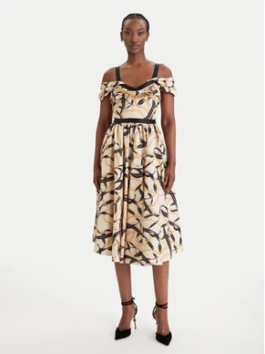 Elisabetta Franchi Sukienka koktajlowa AB-910-61E2-V590 Beżowy Regular Fit