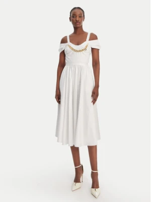 Elisabetta Franchi Sukienka koktajlowa AB-921-61E2-V590 Biały Regular Fit