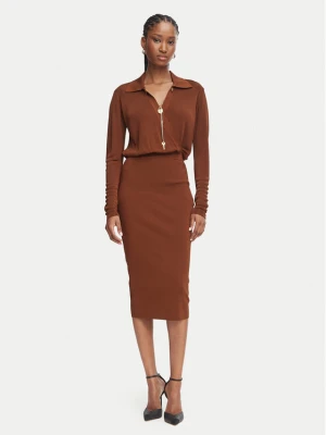 Elisabetta Franchi Sukienka koktajlowa AM-19S-66E2-V500 Brązowy Slim Fit