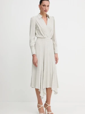 Elisabetta Franchi sukienka kolor beżowy midi rozkloszowana AB86552E2