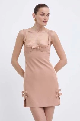 Elisabetta Franchi sukienka kolor beżowy mini dopasowana AB65042E2