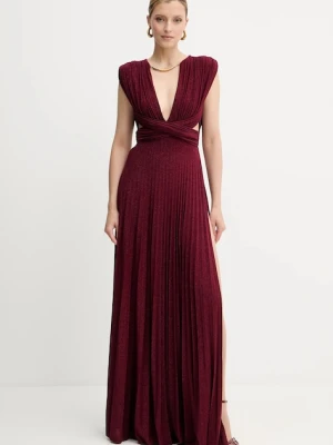Elisabetta Franchi sukienka kolor bordowy maxi rozkloszowana ABR1556E2
