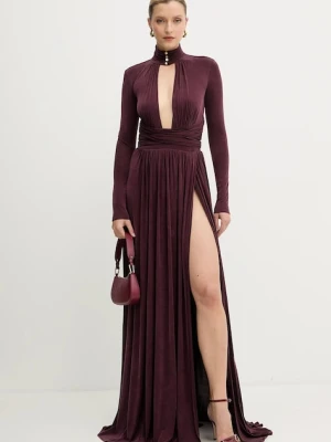 Elisabetta Franchi sukienka kolor bordowy maxi rozkloszowana ABR1656E2
