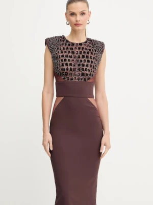 Elisabetta Franchi sukienka kolor bordowy midi dopasowana AB83457E2