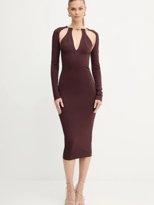 Elisabetta Franchi sukienka kolor bordowy midi dopasowana AM11S56E2