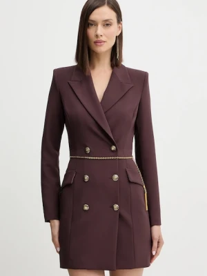 Elisabetta Franchi sukienka kolor bordowy mini prosta AB89657E2