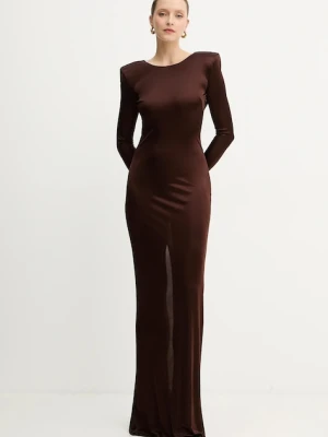 Elisabetta Franchi sukienka kolor brązowy maxi dopasowana ABR1056E2