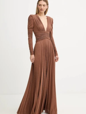 Elisabetta Franchi sukienka kolor brązowy maxi rozkloszowana ABR4057E2