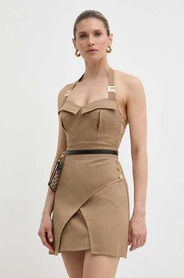 Elisabetta Franchi sukienka kolor brązowy mini rozkloszowana AB56442E2