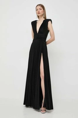 Elisabetta Franchi sukienka kolor czarny maxi rozkloszowana AB56341E2