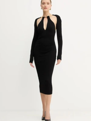 Elisabetta Franchi sukienka kolor czarny midi dopasowana AM11S56E2