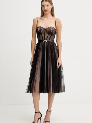 Elisabetta Franchi sukienka kolor czarny midi rozkloszowana AB88957E2