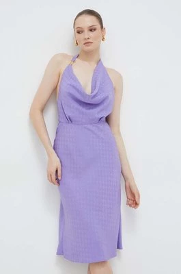 Elisabetta Franchi sukienka kolor fioletowy maxi rozkloszowana AB57241E2