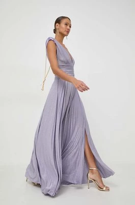 Elisabetta Franchi sukienka kolor fioletowy maxi rozkloszowana AB56341E2