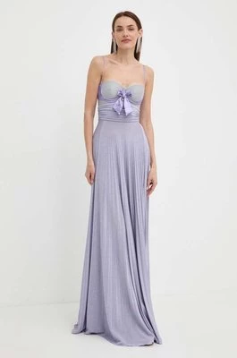 Elisabetta Franchi sukienka kolor fioletowy maxi rozkloszowana AB62942E2
