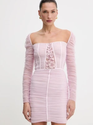 Elisabetta Franchi sukienka kolor różowy mini dopasowana AB68352E2