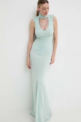 Elisabetta Franchi sukienka kolor turkusowy maxi dopasowana AB64742E2