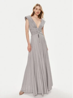 Elisabetta Franchi Sukienka wieczorowa AB-563-41E3-V790 Srebrny Regular Fit