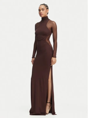 Elisabetta Franchi Sukienka wieczorowa AB-R22-62E2-V600 Brązowy Slim Fit