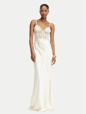 Elisabetta Franchi Sukienka wieczorowa AB-R53-62E2-V760 Kremowy Slim Fit