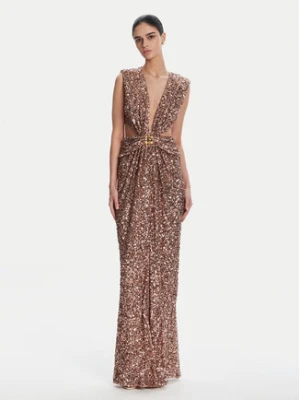 Elisabetta Franchi Sukienka wieczorowa ABR4852E2 181 Brązowy Regular Fit