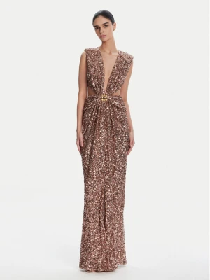 Elisabetta Franchi Sukienka wieczorowa ABR4852E2 181 Brązowy Regular Fit