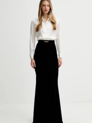 Elisabetta Franchi sukienka z dodatkiem jedwabiu kolor czarny maxi prosta ABR4657E2
