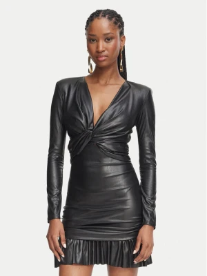 Elisabetta Franchi Sukienka z imitacji skóry AB-989-66E2-V400 Czarny Slim Fit