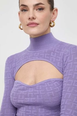 Elisabetta Franchi sweter damski kolor fioletowy lekki z golfem MK40B41E2