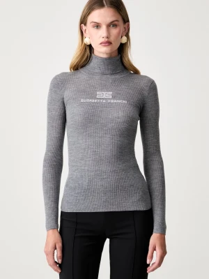Elisabetta Franchi sweter damski wełniany szary
