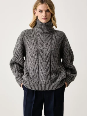 Elisabetta Franchi sweter damski z wełną alpaki szary