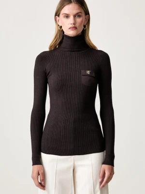 Elisabetta Franchi sweter lounge damski z lyocellem brązowy