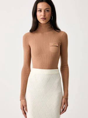 Elisabetta Franchi sweter lounge damski z lyocellem brązowy