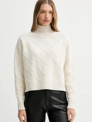 Elisabetta Franchi sweter wełniany damski kolor beżowy z golfem MK55T57E2