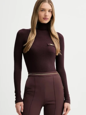 Elisabetta Franchi sweter z dodatkiem jedwabiu damski kolor bordowy lekki z golfem MK11B56E2