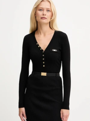 Elisabetta Franchi sweter z dodatkiem jedwabiu damski kolor czarny MK12B56E2