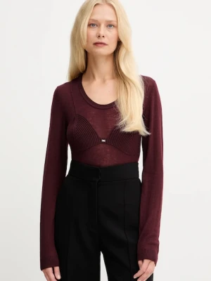 Elisabetta Franchi sweter z dodatkiem wełny damski kolor bordowy lekki MK35S57E2
