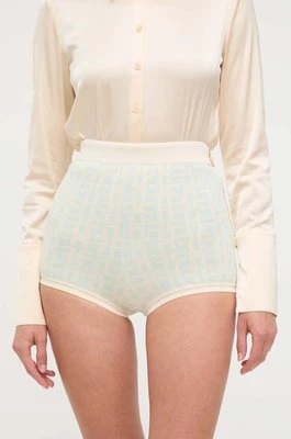 Elisabetta Franchi szorty damskie kolor beżowy wzorzyste high waist KS57Z41E2