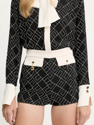 Elisabetta Franchi szorty damskie kolor czarny wzorzyste high waist SHS0156E2