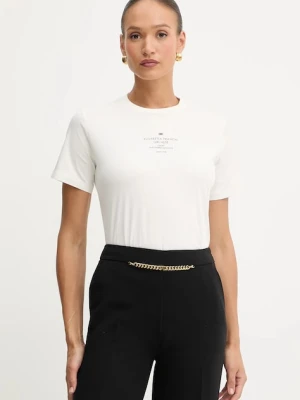 Elisabetta Franchi t-shirt bawełniany damski kolor beżowy MA63D56E2