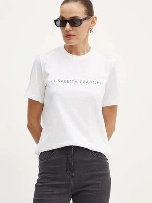 Elisabetta Franchi t-shirt bawełniany damski kolor biały MA00346E2